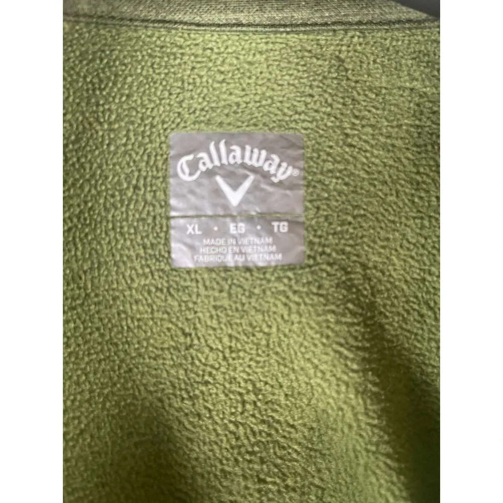 Callaway Mens XL Quarter Zip Pullover Olive Green Textured Fleece Golf Jacket